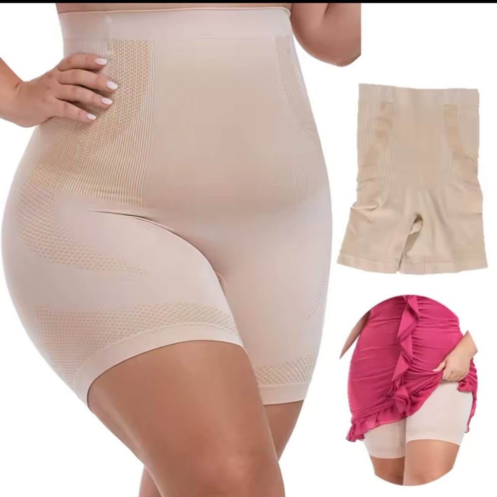 High-Waisted Beige Shapewear Shorts